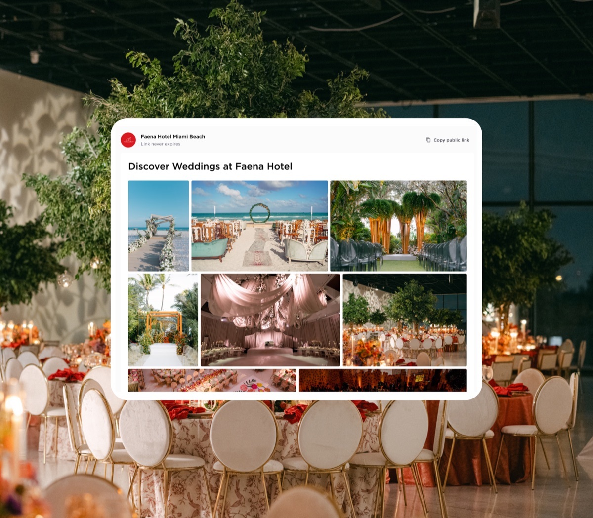 Faena Hotel Miami Beach Photo Board used in an inquiry response